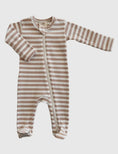 Load image into Gallery viewer, Tan Stripe Ribbed Footie
