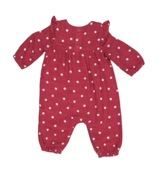 Ruffle Sleeve Romper - Red/White / 0-3M